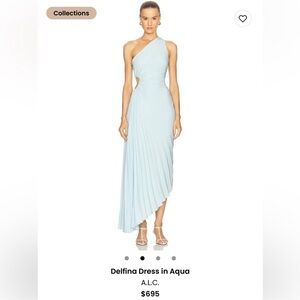 A.L.C. Delfina One-Shoulder Dress in Aqua